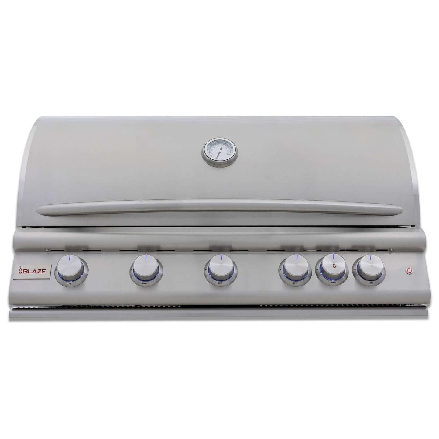 Blaze BLZ-5LTE3 Premium LTE+ 40-Inch 5-Burner Gas Grill With Rear Infrared Burner & Lift-Assist Hood - Front View - Closed - White Background