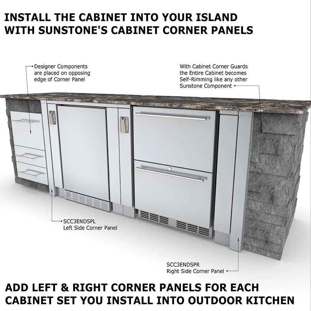 Sunstone 34″ Appliance Cabinet for up to 25″ wide Fridge – SAC34APC - Installed View