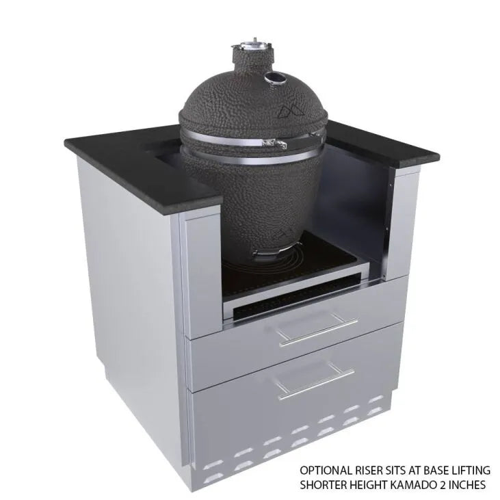 Sunstone 30″ Kamado Base Cabinet for UpTo 24 In. Dia. Kamado and for Sunstone Power Cirque–SAC30KBDC - Black Kamado Grill