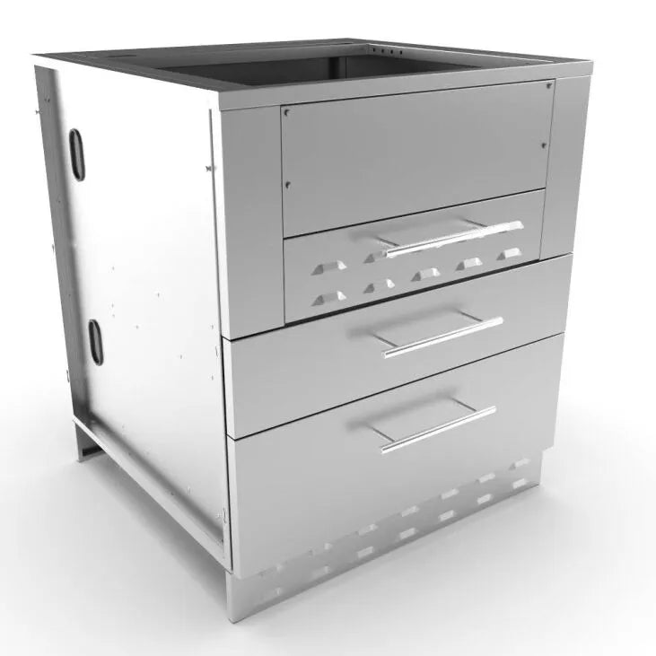 Sunstone 30″ Kamado Base Cabinet for UpTo 24 In. Dia. Kamado and for Sunstone Power Cirque–SAC30KBDC - Drawers Closed