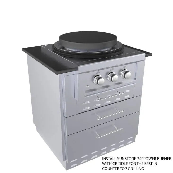 Sunstone 30″ Kamado Base Cabinet for UpTo 24 In. Dia. Kamado and for Sunstone Power Cirque–SAC30KBDC - Counter Top Grill