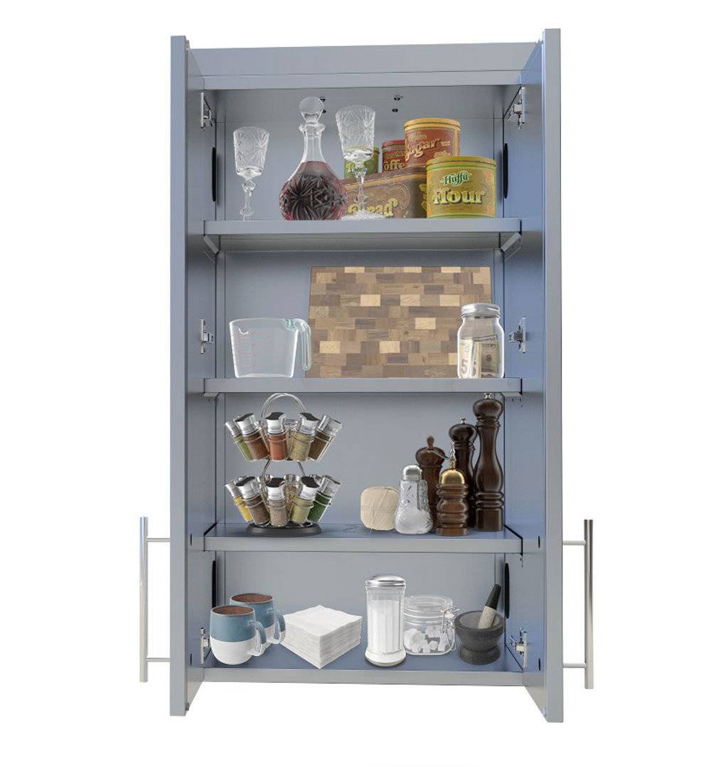 Sunstone 24″ Full Height Double Door Cabinet w/Four Shelves – SWC24FDD - Doors Open