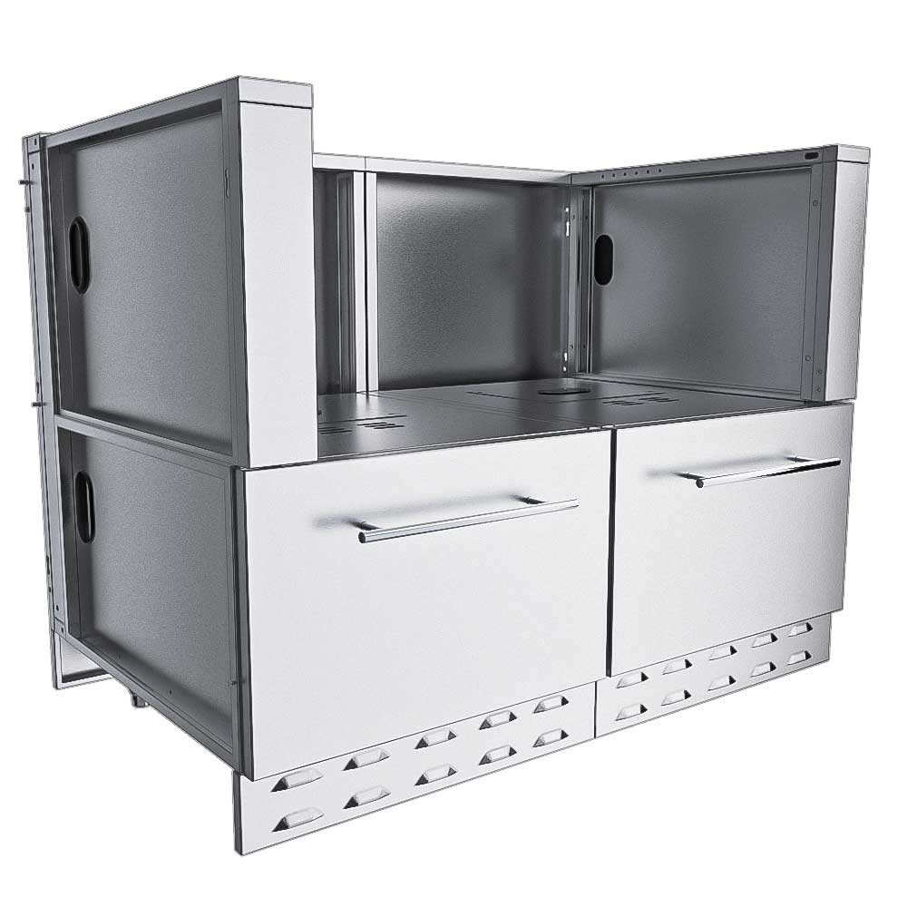 Sunstone 44 In. Sunstone Base Cabinet for UpTo 38 In. Width Cut-Out Pellet Grill – SAC44HGDC - Angled View