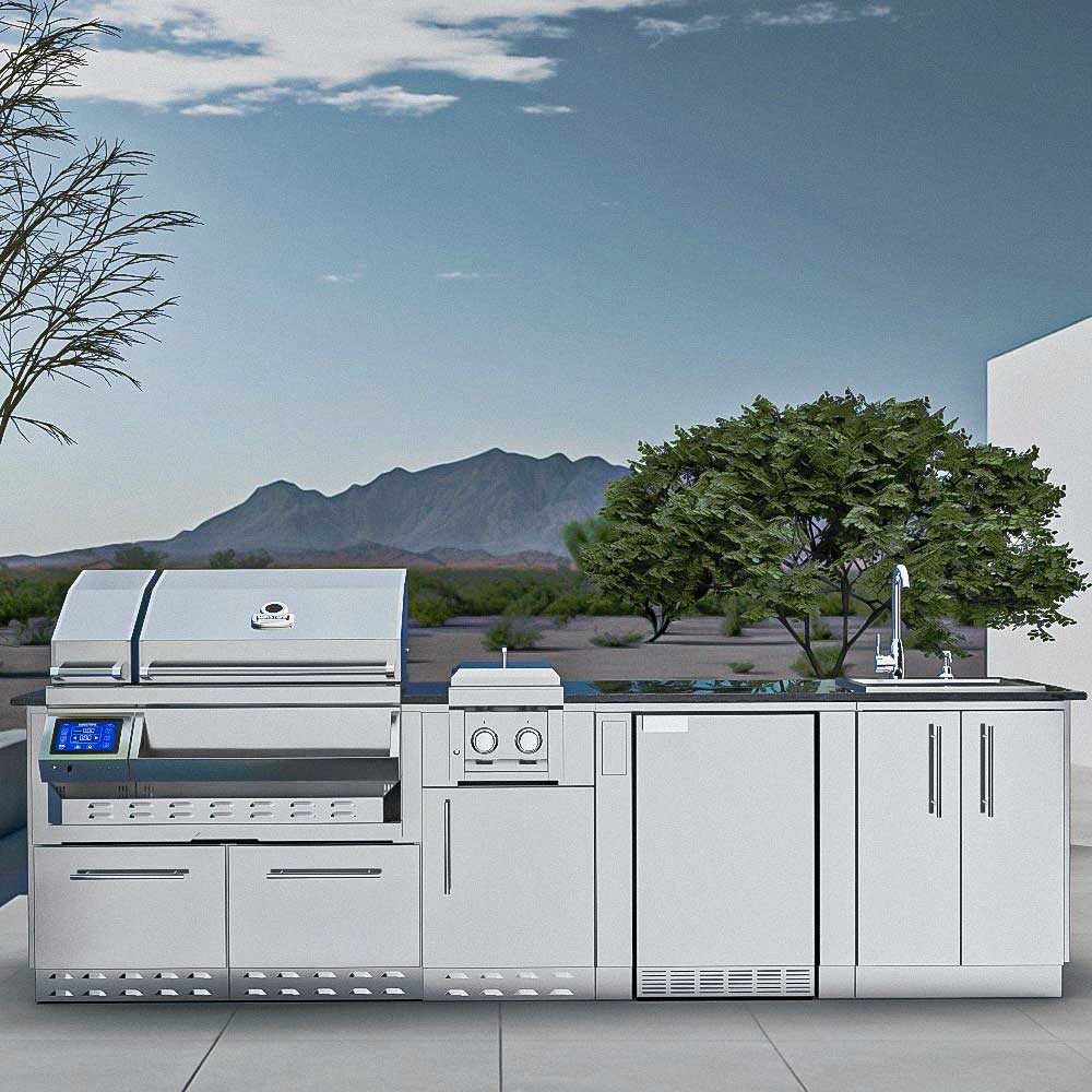 Sunstone 52 In. Sunstone Base Cabinet for UpTo 44 In. Width Cut-Out Pellet Grill SAC52HGDC - Full Grill View