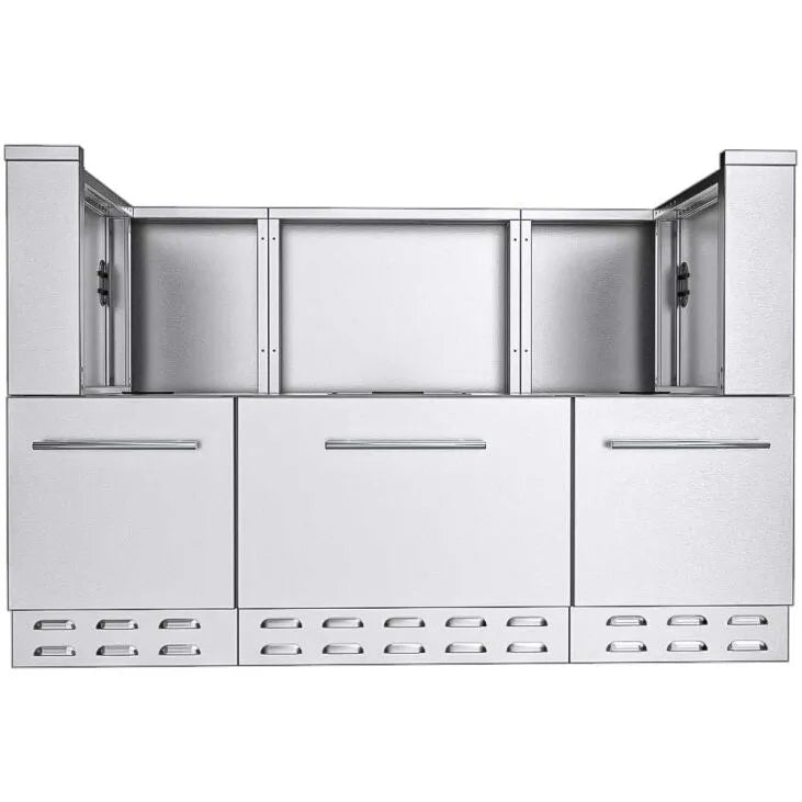 Sunstone 66 In. Sunstone Base Cabinet for UpTo 54-1/2 In. Width Cut-Out Pellet Grill- SAC66HGDC - Front View