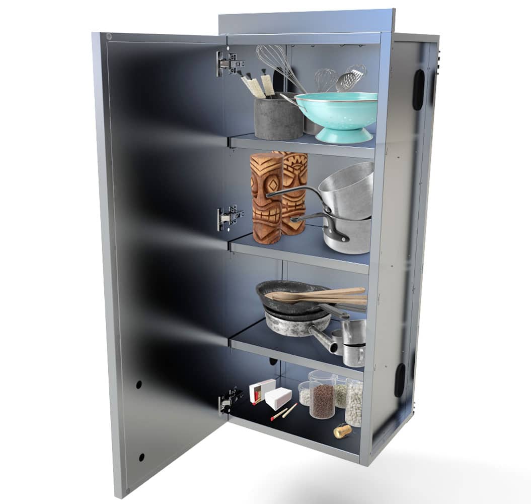Sunstone 18″ Full Height Left Swing Door Cabinet – SWC18FSDL - Door Open