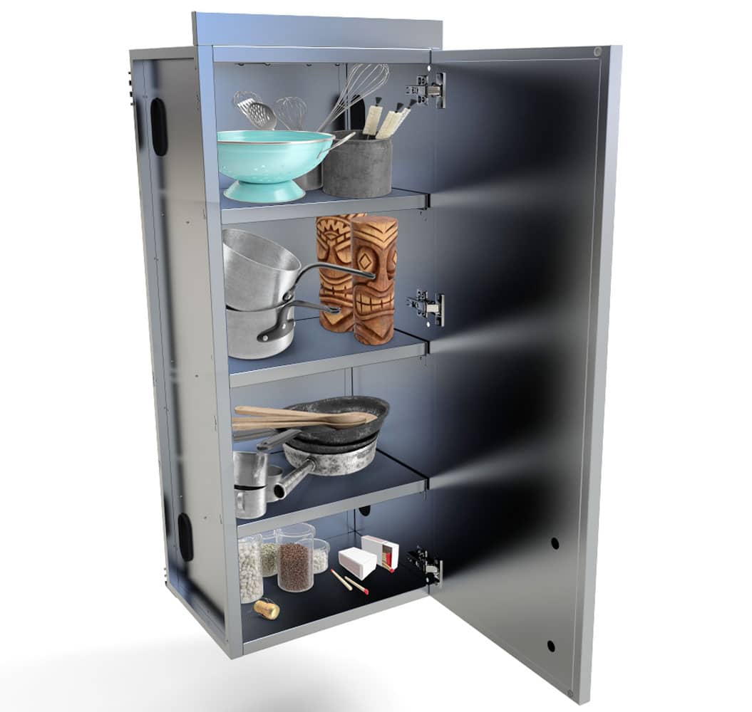 Sunstone 18″ Full Height Right Swing Door Cabinet – SWC18FSDR - Door Open