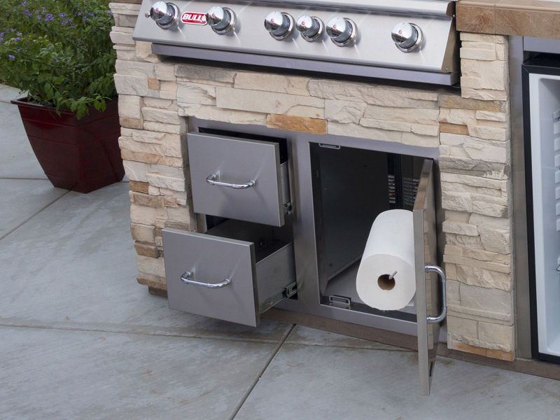 Bull 38-Stainless Steel Reversible Access Door & Double Drawer Combo with Reveal - 55890 - Installed View