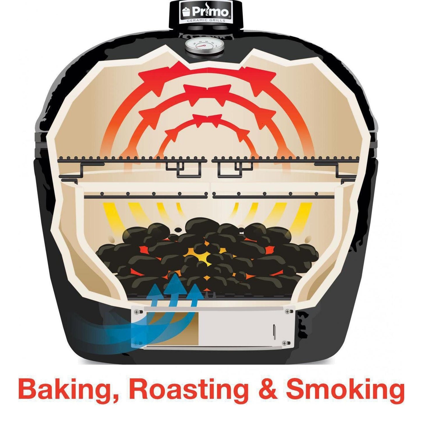 Primo Kamado Cooking Configurations - Direct Grilling and Roasting