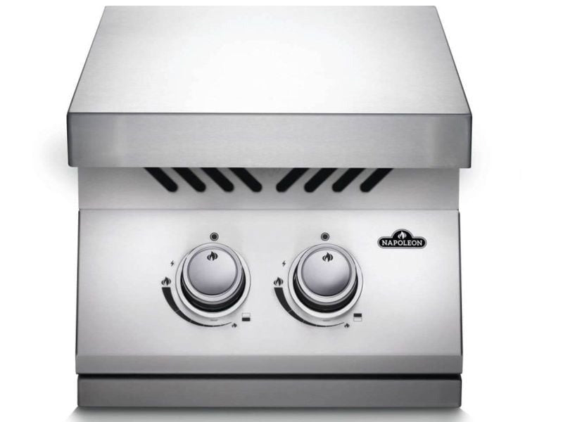 Napoleon Built-In 500 Series Inline Dual Range Top Burner with Stainless Steel Cover - BI12RTSS - Stainless Steel Lid On
