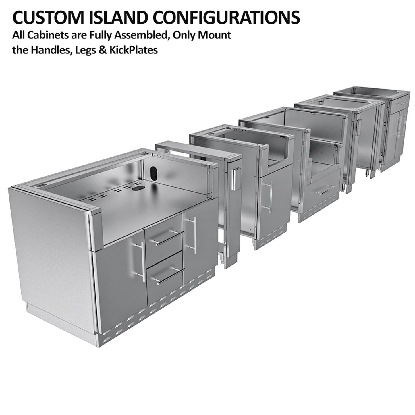 Sunstone Grills SCPHILLCOUNTRY13.6 Hill Country 13 1/2 Ft Outdoor Kitchen Island w/ Grill & Side Burner, Sink, Refrigerator, Door & Drawer – Island Components – Detail