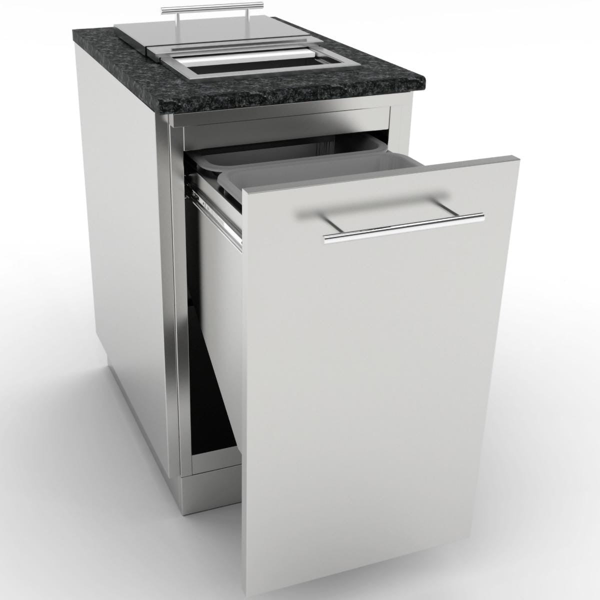 Sunstone 18-Inch Outdoor Kitchen Double Trash / Recycling Bin Island Cabinet - SBC18STRD