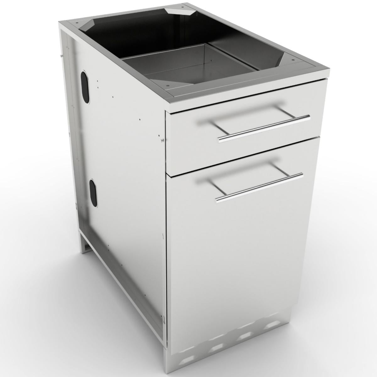 Sunstone 18-Inch Outdoor Kitchen Propane Tank / Trash Drawer Island Cabinet - SBC18SLPCD