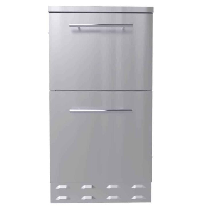 Sunstone 18″Combo Paper Towel Holder/Cutlery Drawer with Cutting Board & Insulated Ice Chest Dry Storage Drawer with Drain – SBC18DPIC - Front Vew