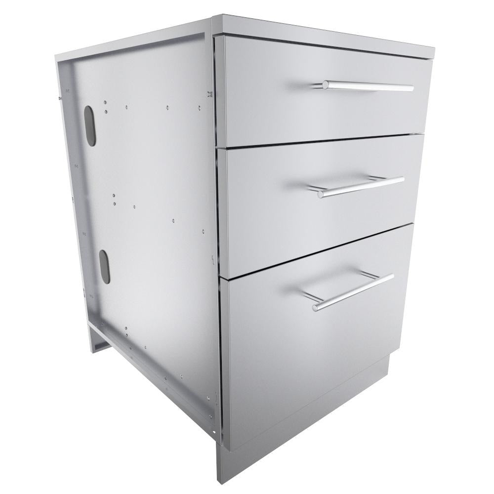 Sunstone 24″ Large Triple Drawer Base Cabinet – SBC24STD - Angled