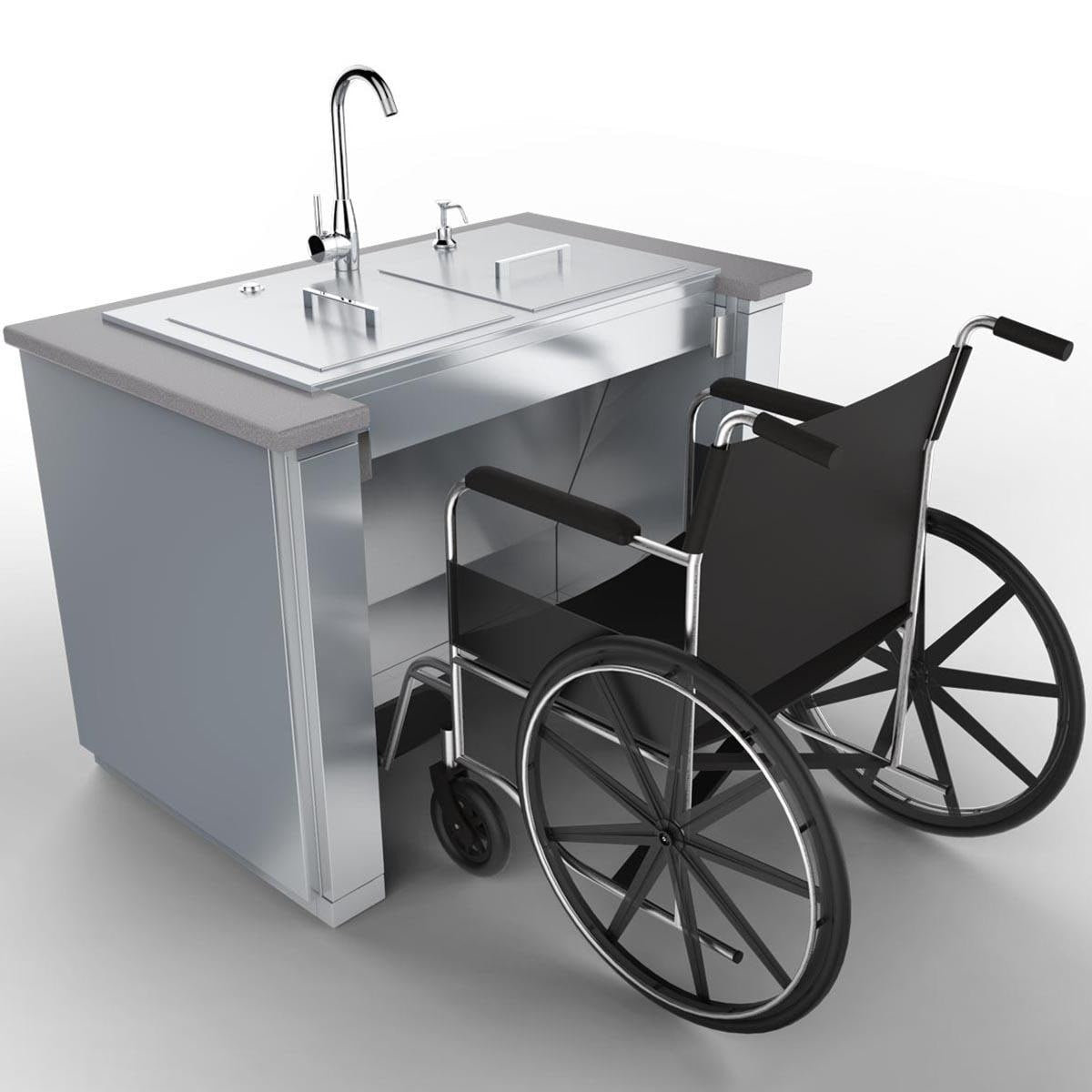 Sunstone 44-Inch Stainless Steel ADA Compliant Sink Cabinet - Wheelchair-Accessible ADA Compliant Design