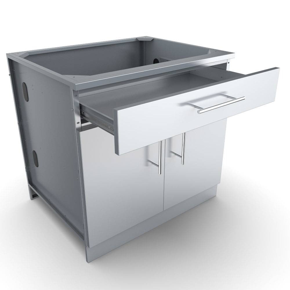 Sunstone 36″ Double Door Base Cabinet w/Shelf & Reversible Top Drawer or False Panel – SBC36CDD - Open Drawer