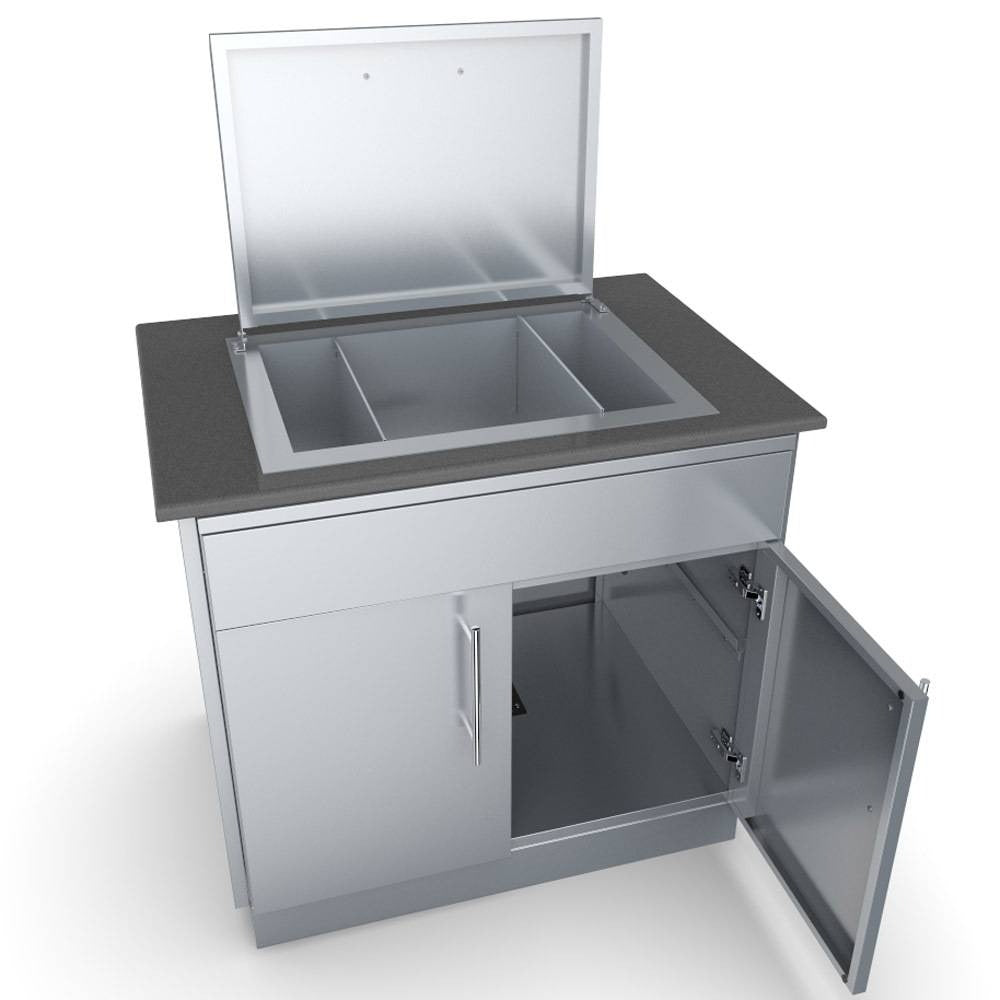 Sunstone 36″ Double Door Base Cabinet w/Shelf & Reversible Top Drawer or False Panel – SBC36CDD - Open Top & Door