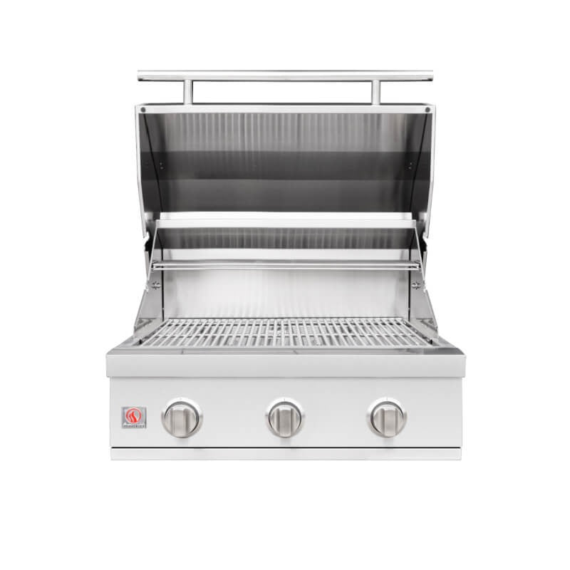 Summerset Sizzler 25-Inch 3-Burner Built-In Gas Grill - SZR25 - Lid Open