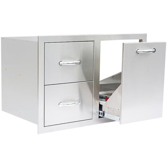 Summerset 33-Inch Stainless Steel Double Drawer & Roll-Out Propane Tank Storage Combo - SSDC2-33LP