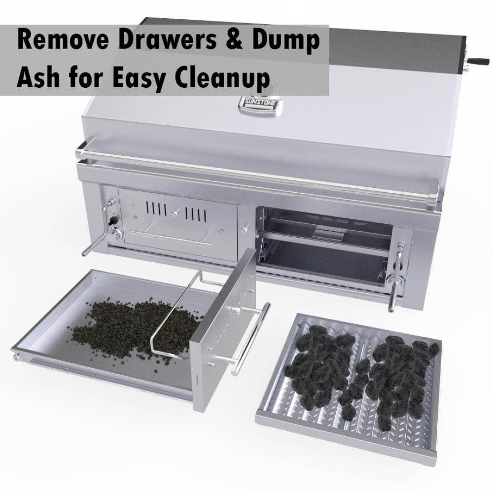 Sunstone EMCHDZ42 Series 42 Inch Hybrid Dual Zone Charcoal/Wood Burning Grill - Removed Drawers