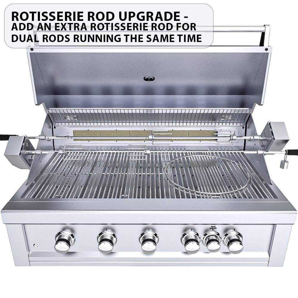 Sunstone Ruby5BIR Ruby 42-Inch 5-Burner Built-In Grill W/ Pro-Sear & Rotisserie - Rotisserie Rod Upgrades (Sold Separately)