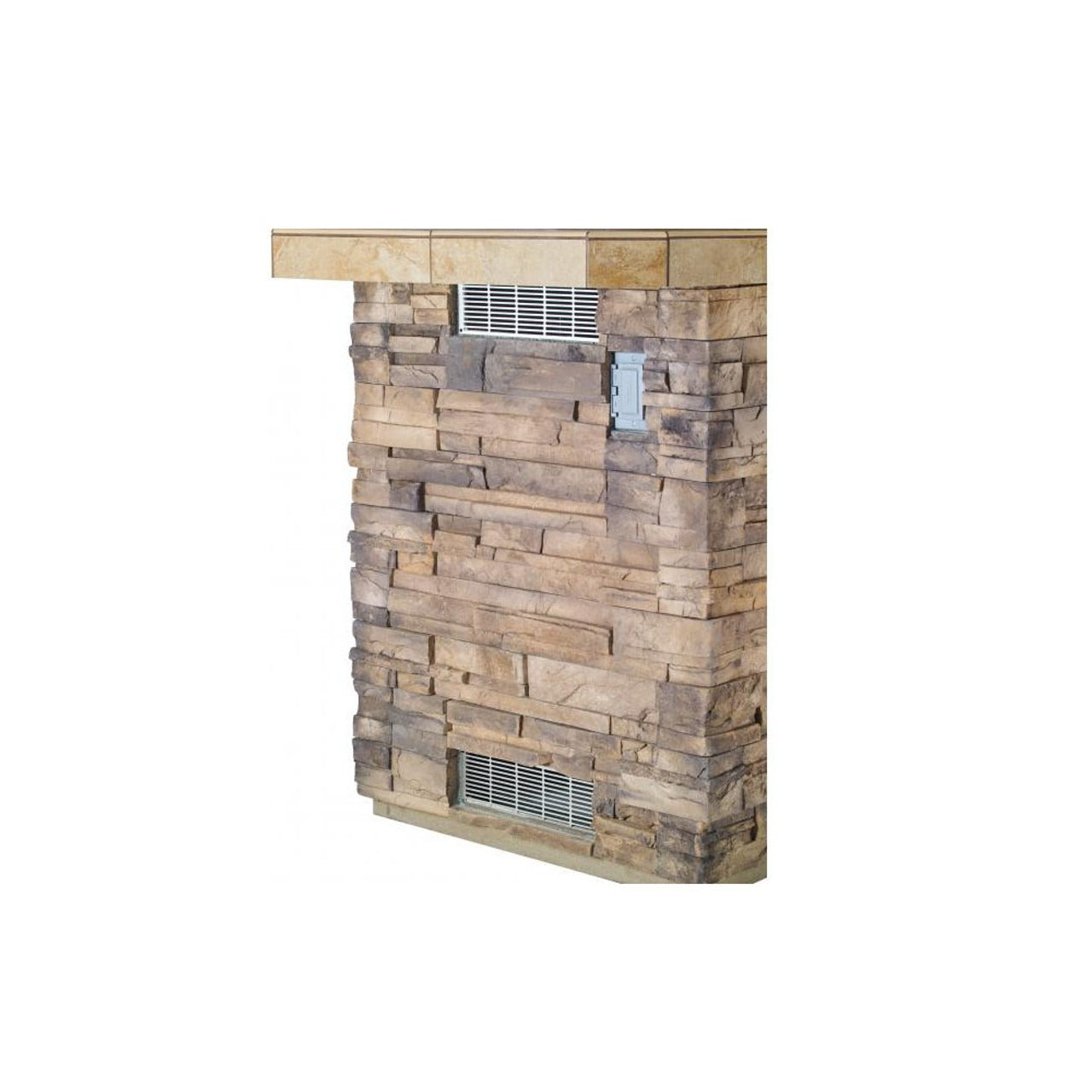 Bull Stainless Steel Island Vent – 42500 - stone finish and vent screens.