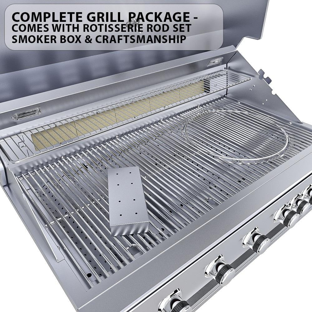 Sunstone Ruby5BIR Ruby 42-Inch 5-Burner Built-In Grill W/ Pro-Sear & Rotisserie - Interior Close-Up