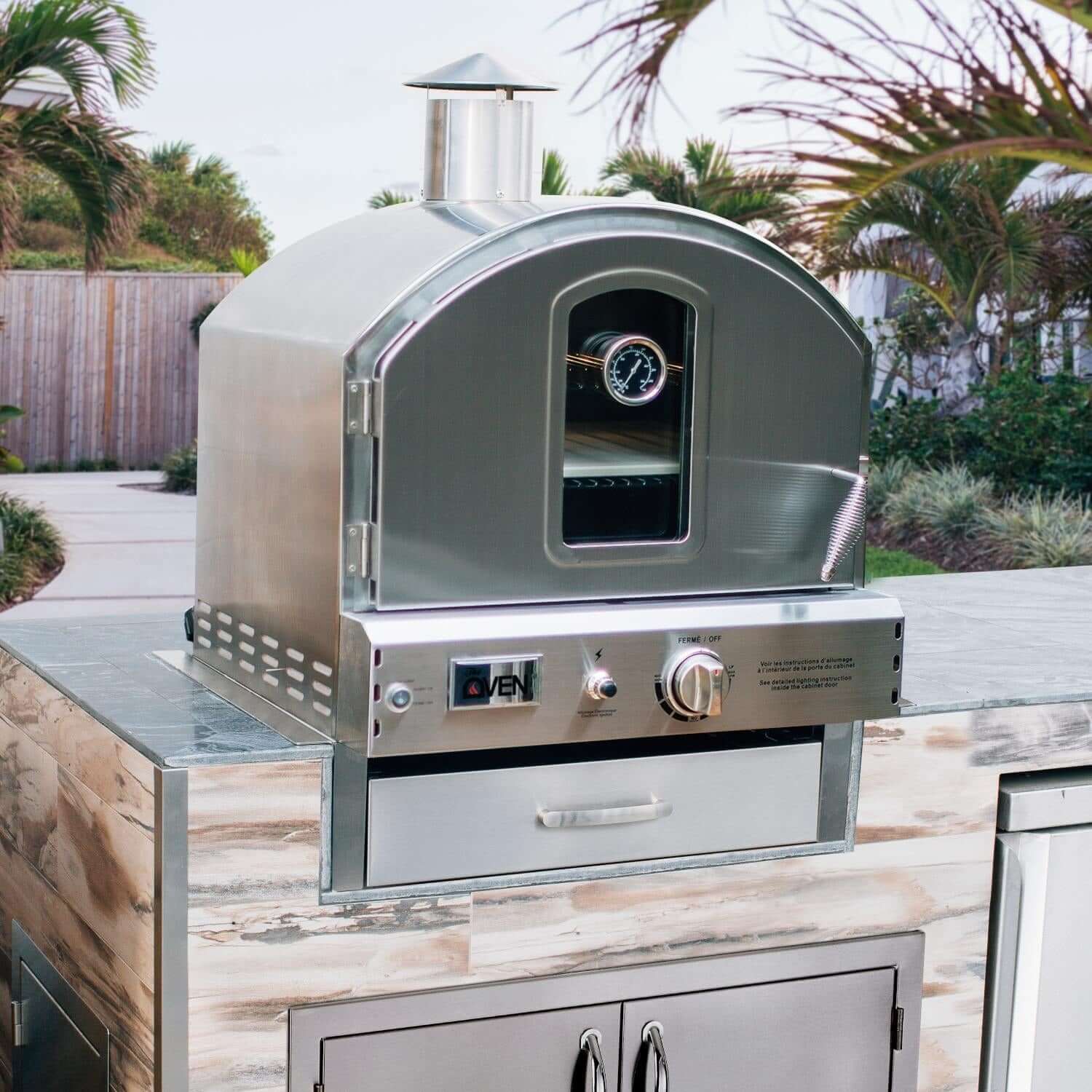 Summerset OV-FLANGE KIT Built-In Outdoor Pizza Oven Island Flange Kit - Lifestyle - Installed