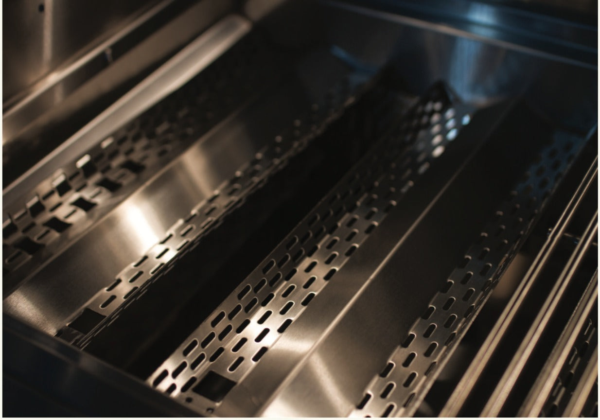 Bonfire 42-Inch 5 Burner Built In Gas Grill W/ Rotisserie Kit - CBB500 - Heat Plates