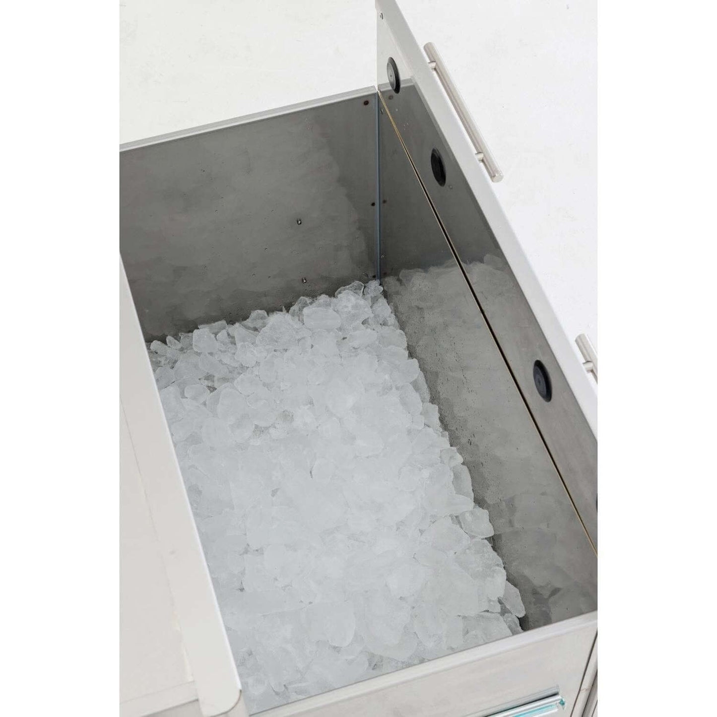 Blaze 30-Inch Insulated Ice Drawer - BLZ-ICE-DRW-H - Open Drawer With Ice From Side