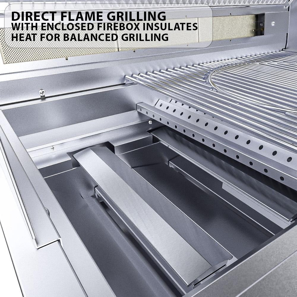 Sunstone Ruby5BIR Ruby 42-Inch 5-Burner Built-In Grill W/ Pro-Sear & Rotisserie - Direct Flame Grilling
