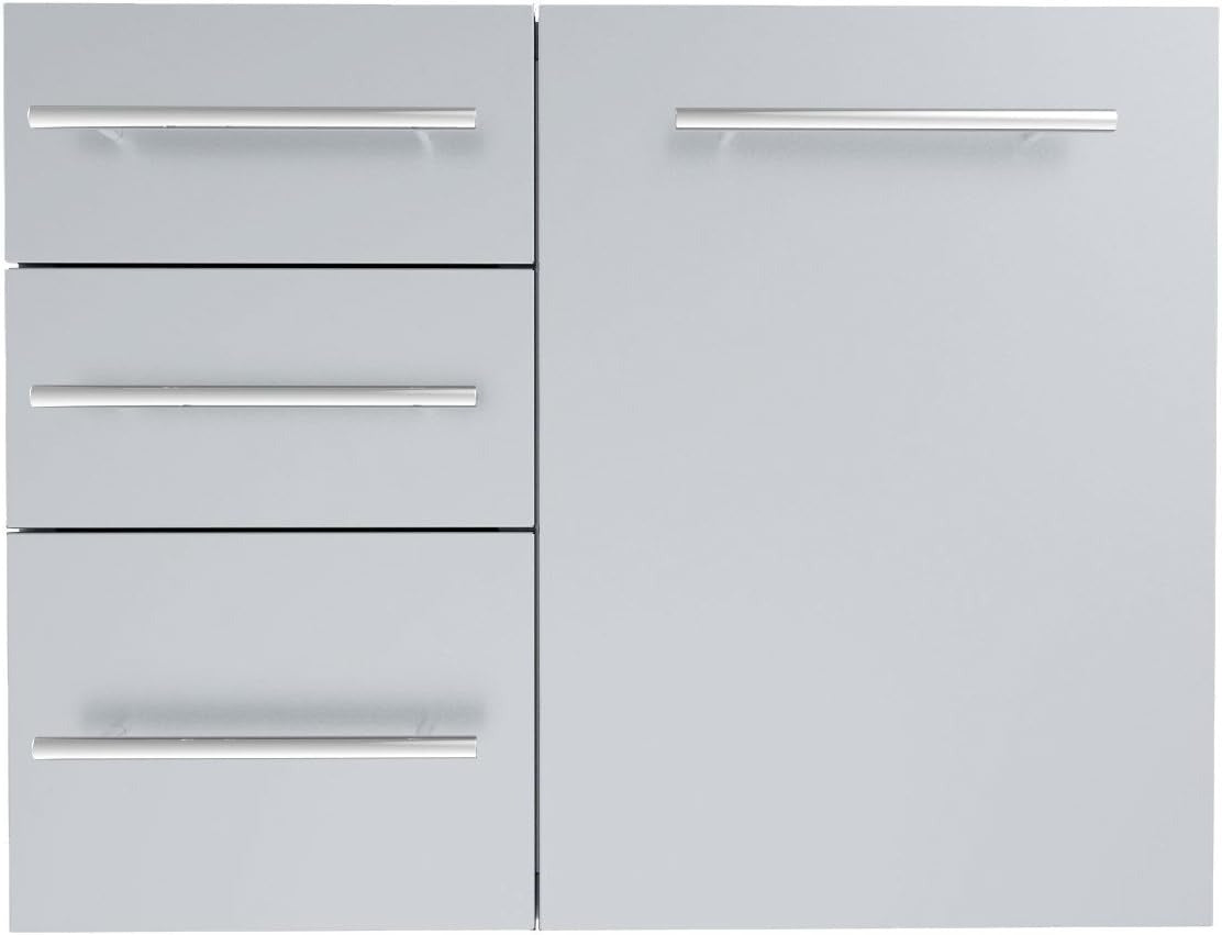Sunstone Designer Series, Raised Style 30-Inch Liquid Propane Combo Triple Drawer - DE-LPCTD30 - Closed Drawers and Door
