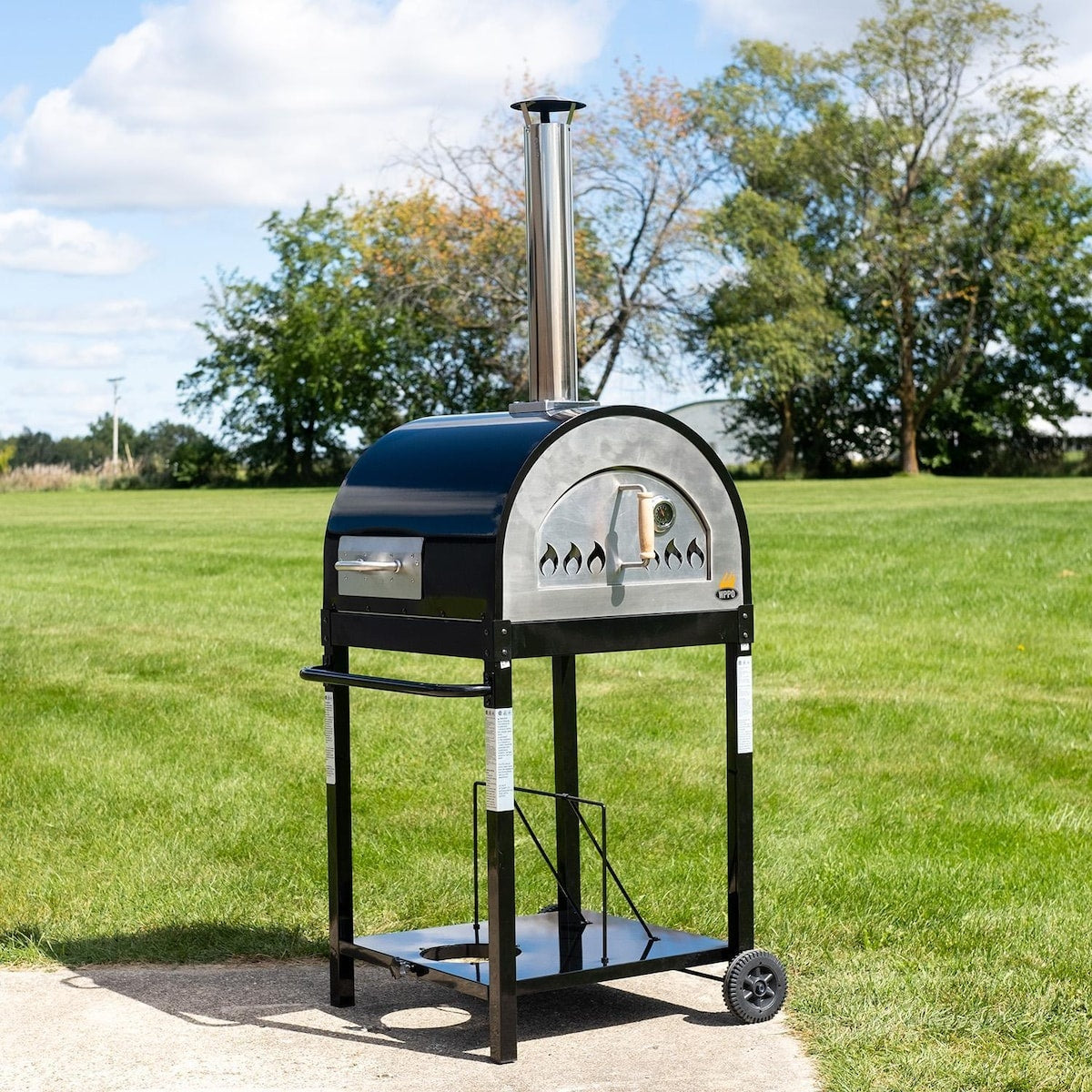 WPPO Hybrid 25-in Wood/Gas-Fired Oven - Black - WKE-04WG-BLK - Black - Shown on Cart - Lifestyle