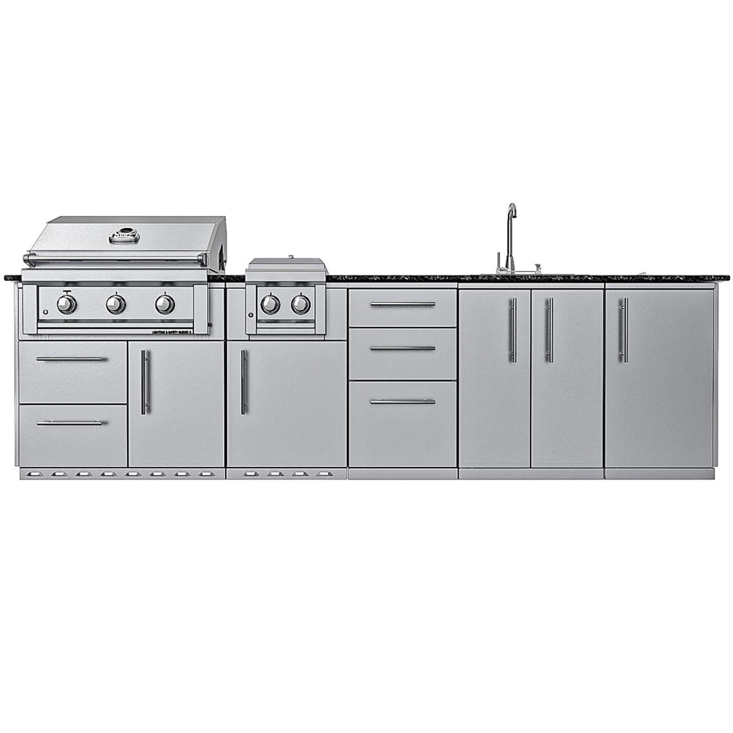 Sunstone Grills SCPMAGNOLIA10 Magnolia 10 Ft Outdoor Kitchen Island Grill & Side Burner, Sink, Door & Drawer - Island - White Background