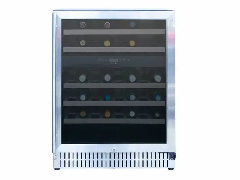 Summerset 24-Inch Outdoor Rated Dual Zone Wine Cooler - RFR-24WD - Front View with Wane in Shelves