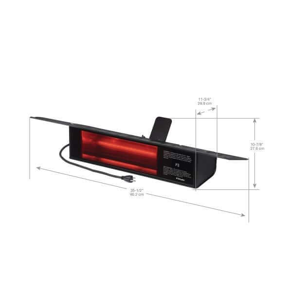 Dimplex X-DIRP15A10GR DIR Series Infrared Plug-In Heater - 1500W - 120V - Dimensions