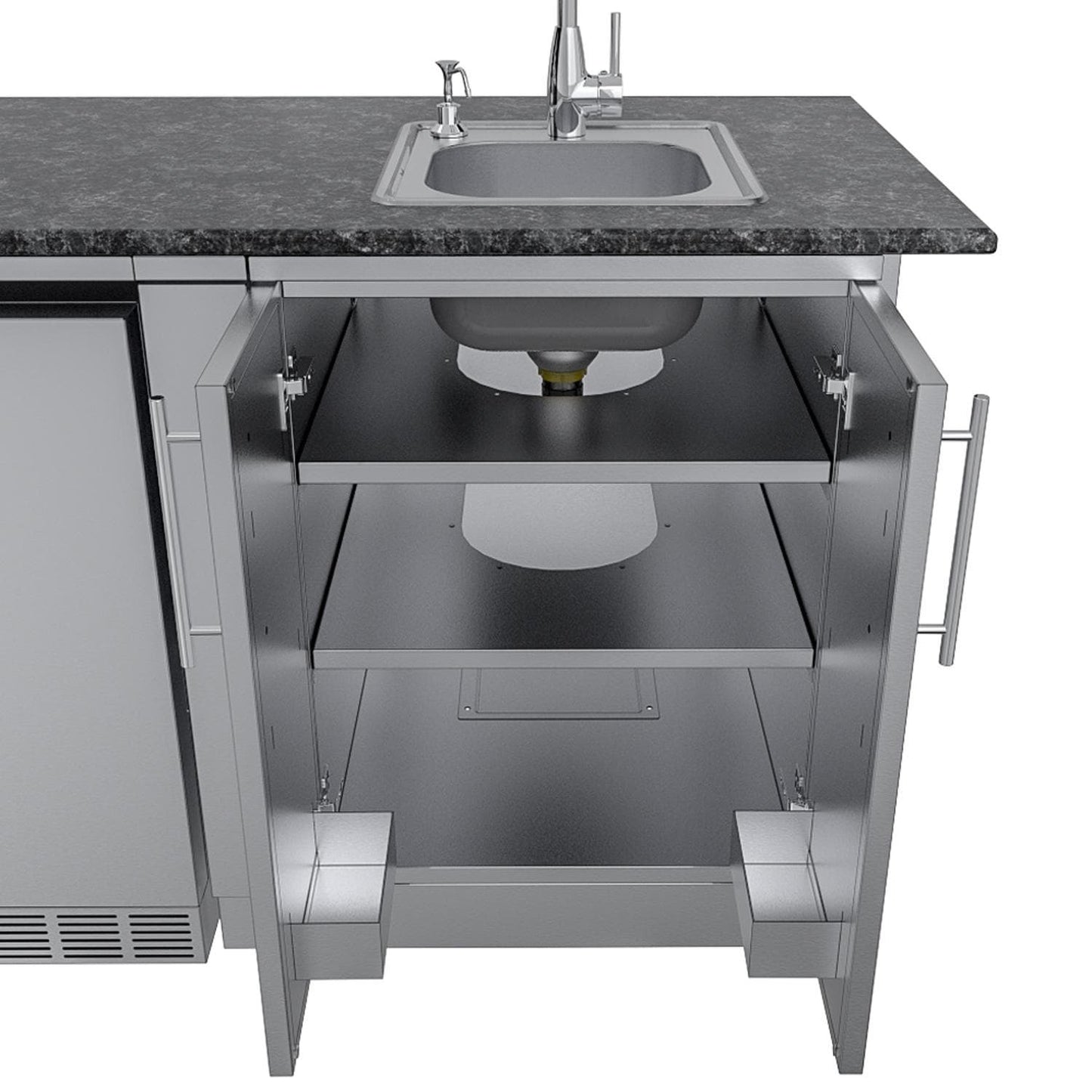 Sunstone Grills SCPBRAZOS9 Brazos 9 Ft Outdoor Kitchen Island w/ Grill & Side Burner, Sink, Door & Drawer – Sink Cabinet – Detail