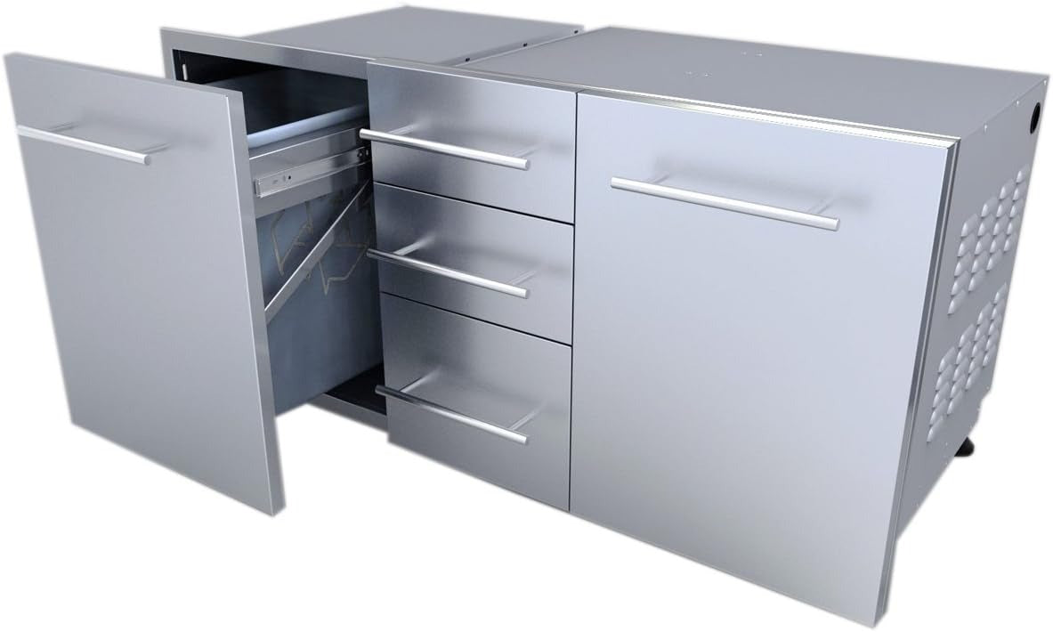 Sunstone Designer Series, Raised Style 30-Inch Liquid Propane Combo Triple Drawer - DE-LPCTD30 - Built-In Gutter for Rainwater