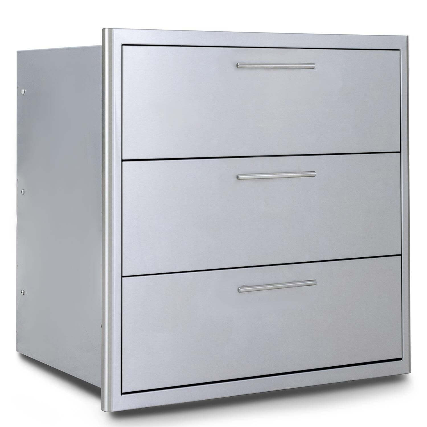 Blaze BLZ-30W-3DRW-LT 30-Inch Stainless Steel Triple Access Drawer - Angled View