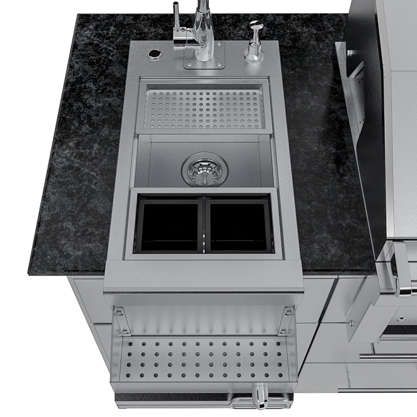 Sunstone Grills SCPCAPRICE6.4 Caprice 6 1/2 Ft Outdoor Kitchen Island w/ Grill & Side Burner, Door & Drawer – Sink – Detail