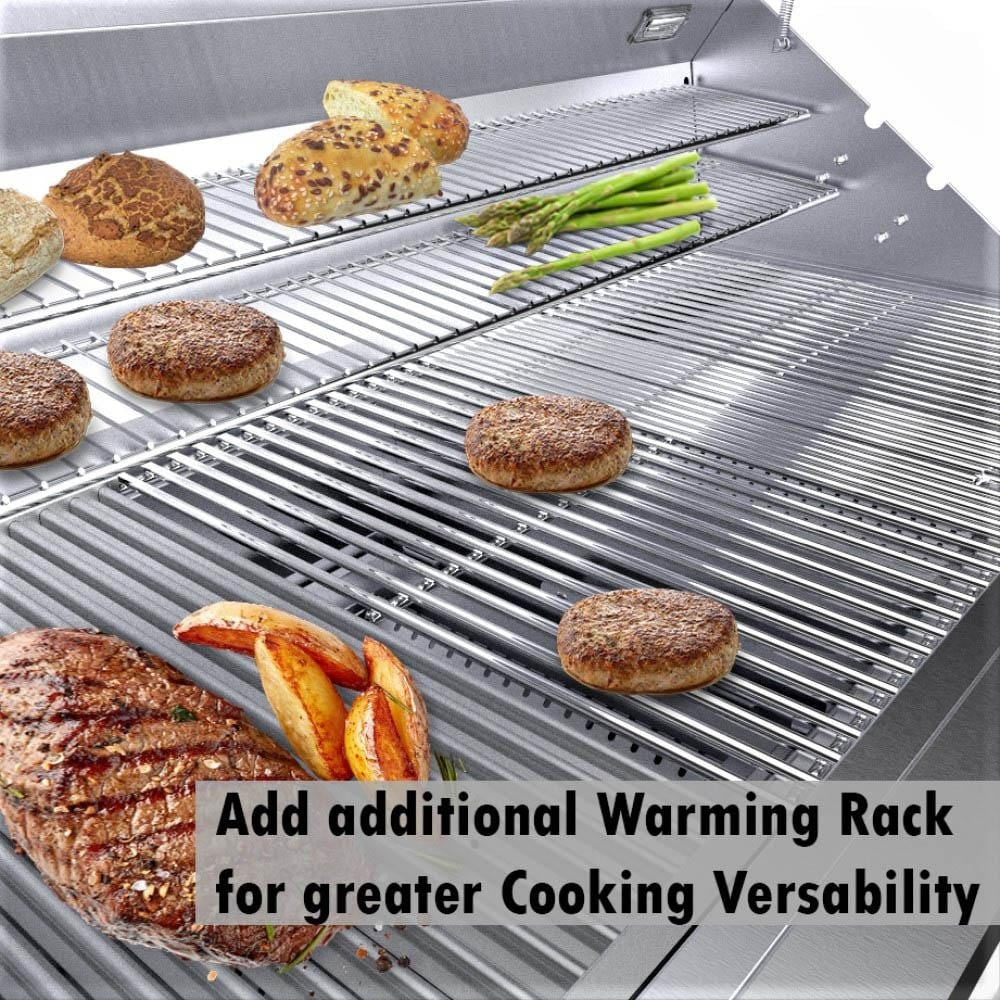 Sunstone EMCHDZ42 Series 42 Inch Hybrid Dual Zone Charcoal/Wood Burning Grill - Additional Warming Racks
