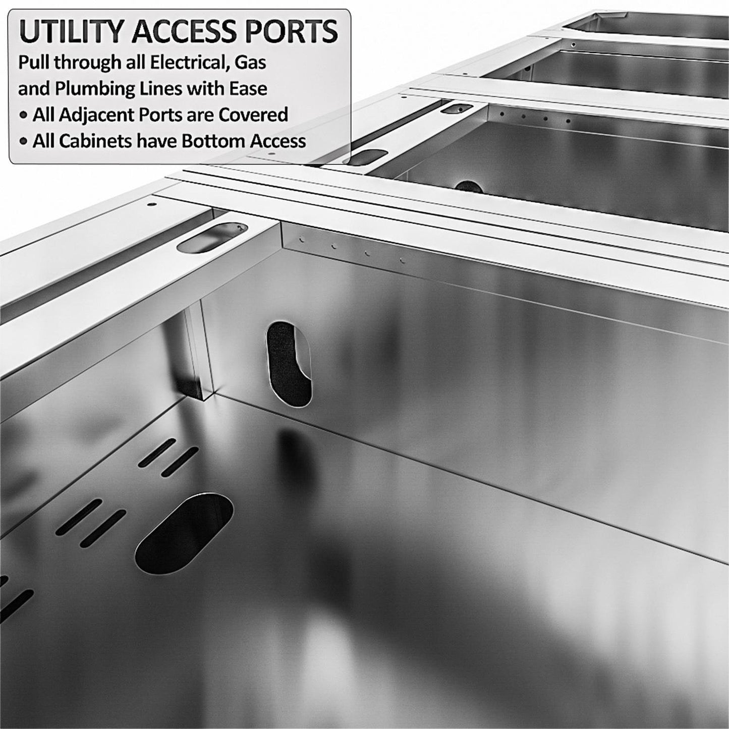 Sunstone Grills SCPCAPRICE6.4 Caprice 6 1/2 Ft Outdoor Kitchen Island w/ Grill & Side Burner, Door & Drawer – Utility Access Ports – Detail