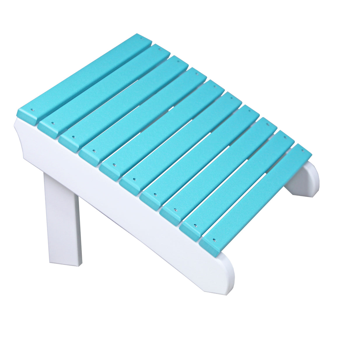 LuxCraft Deluxe Adirondack Footrest - PDAF - Aruba Blue / White