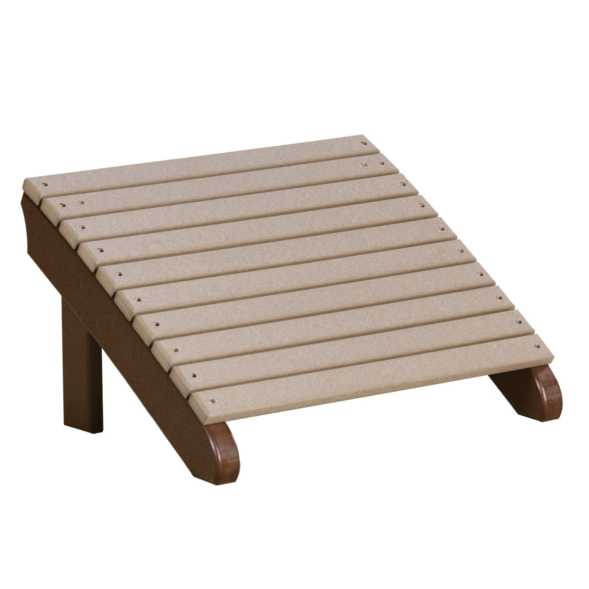 LuxCraft Deluxe Adirondack Footrest - PDAF - Weatherwood / Chestnut Brown