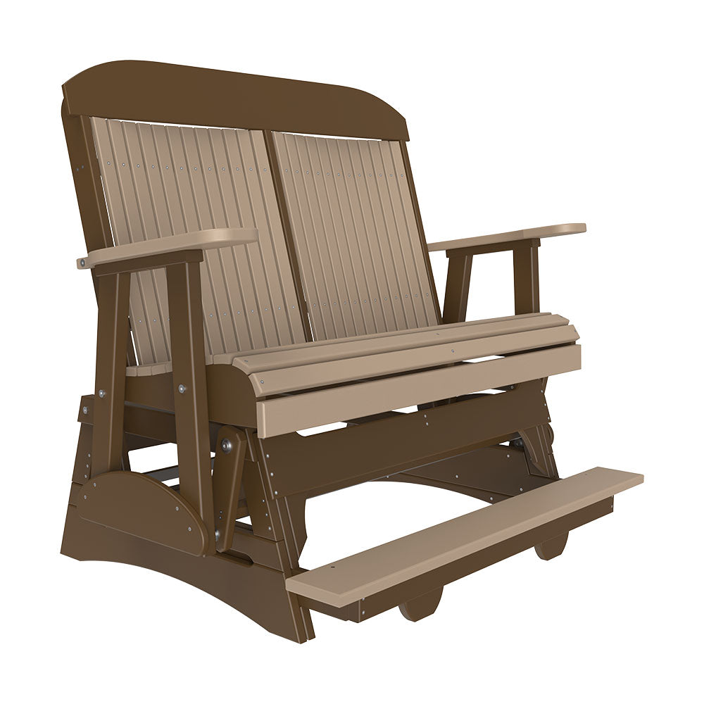 LuxCraft 4′ Classic Balcony Glider - 4CPBAG - Weatherwood / Chestnut Brown