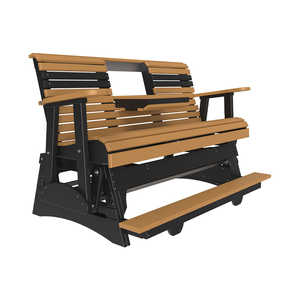 LuxCraft 5′ Plain Balcony Glider - 5PPBAG - Cedar / Black