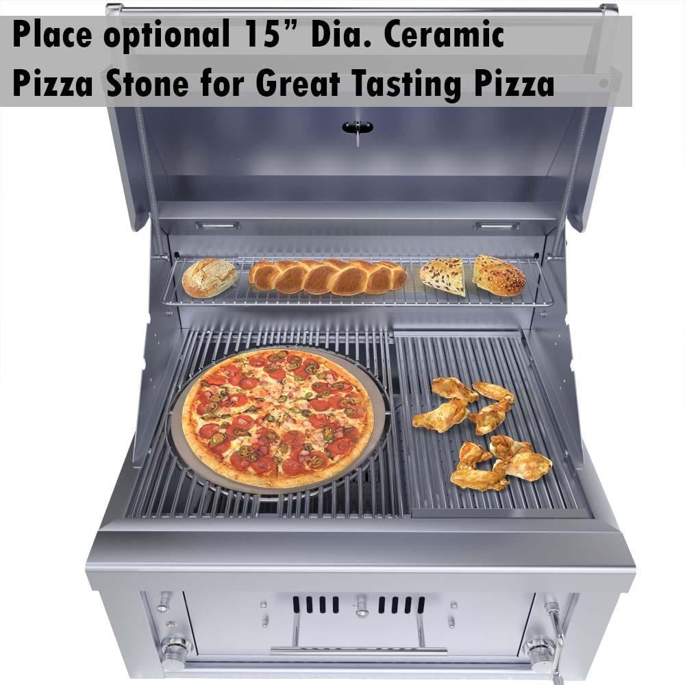 Sunstone 30-inch hybrid grill (SUNCHSZ30IR-LP), optional 15-inch ceramic pizza stone