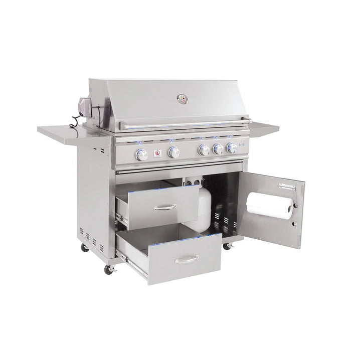 Summerset Deluxe Cart for 40-Inch TRL Gas Grills (Cart Only) - CART-TRL40-DC - Door & Drawers Open