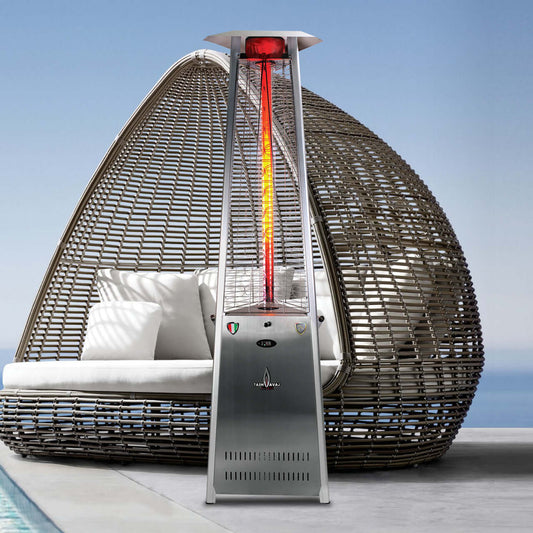 Lava Heat 2G Triangle Flame Tower Heater 92.5-inch 66 K BTU Remote Control Push Button Ignition Stainless Steel Natural Gas - ASSEMBLED